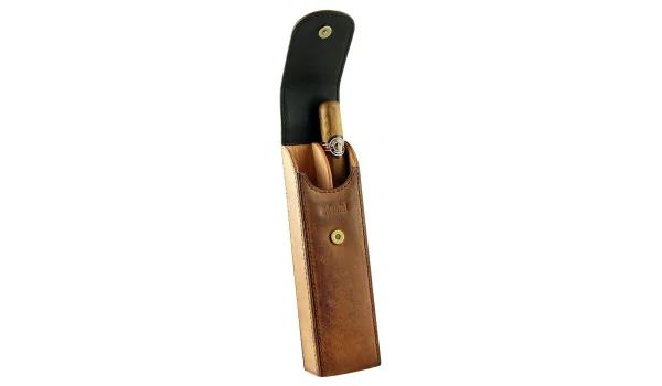 adorini vintage lederen sigarenkoker 2 sigaren bruin met etui voor knipper of aansteker